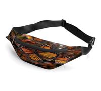 Personalized Waist Packs with Adjustable Strap,Monarch Butterflies Crossbody Fanny Pack Casual Bag for Travel Sports Running Hiking