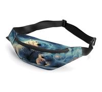 Personalized Waist Packs with Adjustable Strap,Polar Bears Northern Lights Crossbody Fanny Pack Casual Bag for Travel Sports Running Hiking