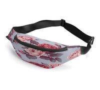 Personalized Waist Packs with Adjustable Strap,Red Roses Floral Crossbody Fanny Pack Casual Bag for Travel Sports Running Hiking
