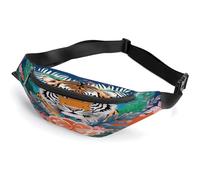 Personalized Waist Packs with Adjustable Strap,Tropical Tiger Print Crossbody Fanny Pack Casual Bag for Travel Sports Running Hiking