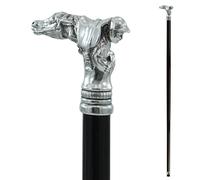 Personalized Walking Cane Cavagnini Beech Wood and Pewter Silver-Look Handle for Man Name Engraved Artisanal Solid