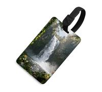Personalized Waterfall Rainforest Luggage Tag Cute Suitcase Label for Travel Luggage Identifier with Secure Strap Name Address Tel Unique Backpack Handbag Tag for Men Women, Black, One Size, Luggage