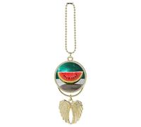 Personalized Watermelon Rearview Mirror Pendant Double Side Custom Photo Car Hanging Ornaments Angel Car Interior Accessories Decor Memorial Gift for Men Women Golden