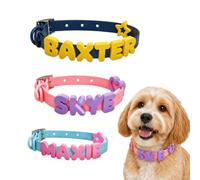 Personalized Waterproof Dog Collar with Name for Large Medium Small Dogs | Custom Waterproof Silicone Puppy Collar with Bubble Name Charms ,Custom Name ID Tag, 9 Colours Available, Christmas Pet Gift