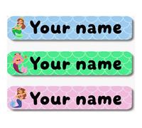Personalized Waterproof Name Stickers for Kids, Washable Clothing Labels, Durable Name Tags for School, Kindergarten, Lunch Boxes, Books, Toys - Ideal Back to School（Long-haired Mermaid）