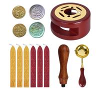 Personalized Wax Seal Stamp Set, Sealing Wax Set with 6 Sealing Wax, 2 Sealing Stamps, 1 Melting Spoon, 1 Wax Seal Warmer, Versatile & Creative Sealing Waxs for Envelopes, Invitations, Cards, Gifts