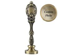 Personalized Wax Seal Stamp with Wooden Handle - Custom Logo, Photo & Design Engraved on Premium Brass/Copper for Invitations, Letters & Crafts (Bronze Handle)