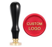 Personalized Wax Seal Stamp with Wooden Handle - Custom Logo, Photo & Design Engraved on Premium Brass/Copper for Invitations, Letters & Crafts (Black Handle)
