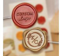 Personalized Wax Seal Stickers - Custom Self-Adhesive Wax Seals with Text or Logo, for Wedding Envelope Gifts, Round or Irregular Edge, Gold Burgundy Green & More (32mm / 1.25 ins)