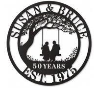 Personalized Wedding Anniversary Sign Gifts,Custom 50th 40th 65th 60th 25th 20th 10th 5th 70th Anniversary Metal Sign,Wedding Gifts for Couples,House Warming Gifts New Home,Custom Name Sign