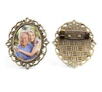 Personalized Wedding Bouquet Charm - Custom Photo Keepsake Pin for Bride, Groom & Family, Memorial Boutonniere Gift for Mother Father Women Men Lover