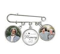 Personalized Wedding Bouquet Memorial Charm, Custom Photo Cardinal Brooch Pin, In Loving Memory Keepsake Gifts for Bride, Groom, Funeral, Sympathy, Loss of Loved One