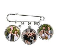 Personalized Wedding Bouquet Memorial Charm, Custom Photo & Name Brooch Pin, In Loving Memory Keepsake Gifts for Bride, Groom, Funeral, Sympathy, Loss of Loved One