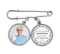 Personalized Wedding Bouquet Memorial Charm, Custom Photo & Name Brooch Pin, In Loving Memory Keepsake Gifts for Bride, Groom, Funeral, Sympathy, Loss of Loved One