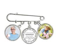 Personalized Wedding Bouquet Memorial Charm, Custom Photo & Name Brooch Pin, In Loving Memory Keepsake Gifts for Bride, Groom, Funeral, Sympathy, Loss of Loved One