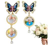 Personalized Wedding Bouquet Photo Charms Custom Picture Boutonniere Pins for Bride Groom Customizable Gifts for Weddings Graduation Memorial (bouquet picture charm)