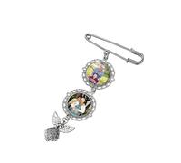 Personalized Wedding Grad Bouquet Photo Charm Memorial Boutonniere Pin Brooch Custom Picture Graduation Angel Bouquet Charm Anniversary DIY Gift for Students Father Mother Bride Groom (01-Round)