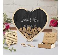 Personalized Wedding Guest Book Alternative with Box and 100Pcs Hearts, Customized Rustic Wedding Decor Guest Book Wedding Ideas Heart Guest Box Guestbooks with Stand Wedding Planner