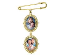 Personalized Wedding Memorial Photo Charms Elegant Zinc Alloy Bouquet Pins for DIY Keepsake Crafting, Funerals & Celebrations Timeless Memorial Pins for Cherished Photographs, Durable Design