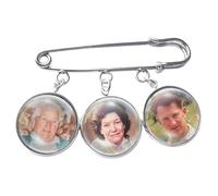 Personalized Wedding Memorial Photo Pin Brooch - Custom Bouquet Charm for Bride or Suit Lapel Pin for Groom - Remember Lost Loved Ones - Comes with White Organza Gift Bag