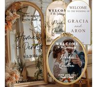 Personalized Wedding Mirror Decal Welcome Sign Stickers Custom DIY Bride & Groom Names Vinyl Sticker Customized Mirror Lettering Decals Peel and Stick for Reception Party Decor