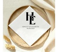 Personalized Wedding Monogram Napkins - Custom Dinner Napkins for Bridal Shower, Customized Party Cocktail Napkin, Engagement Wedding Decorations, Dinner Decor Supplies for Receptions