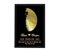 Personalized Wedding Moon Phase Picture Sign Custom Our Wedding Day Moon Phases Photo Frame Night We Met Moon Phases Wall Decor Gifts for Valentine's Day Engagement Wedding Anniversary,01