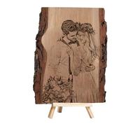 Personalized Wedding Picture Frame Custom Engraved Photo Wood Slice Keepsake Newly Wed Couple Picture Text Frame Tree Wooden Crafts for Valentine's Day Anniversary Birthday Wedding Gift (A-2)