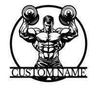 Personalized Weightlifting Metal Wall Art - Custom Gym Name Sign for Home & Studios - Strength Training Gift for Powerlifters & Athletes (Style-3)