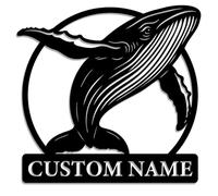 Personalized Whale Metal Sign - Custom Name Ocean-Inspired Wall Art - Metal Whale Decoration for Coastal Homes, Beach Houses, and Nautical-Themed Spaces (Style-4)