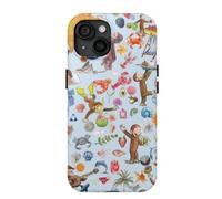 Personalized Whimsical Summer Beach Phone Case, Curious Monkey George Cover for 7 to 16 Pro Max, Personalized Name Case - Cute Curious Monkey Collection Playful Tropical Fun