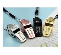 Personalized Whistle,Custom Name Whistle with Lanyard,Engraved TEXT on Three Sides,Customized Gift for Coach,Referee,Teacher,Football Basketball Volleyball Soccer Baseball Coach Whistle (Golden)