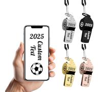 Personalized Whistle with Engraved Text Logo, Custom Name Whistle with Lanyard for Women Men, Stainless Steel Sports Whistles for Coach, Reference, Teacher, Lifeguard Trainer