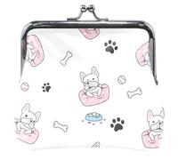 Personalized White French Bulldog Wallet for Women with Leather Buckle and Small Kiss Closure for Coins, White French Bulldog, UNITALLA, White French Bulldog, UNITALLA, Classic, French Bulldog White