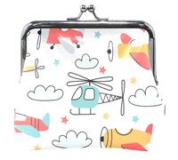 Personalized White Leather Purse Chic Aircraft Design for Women Girls Coin Card Change Coin Purse Chic Planes White Classic, Chic Plans White, Classic