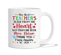 Personalized White Mug Appreciation Gift for Teacher The Best Teachers Teach from Heart Not Book Coffee 11Oz Customized Teacup Custom Names Class Funny Coffee Gift Mug for New Year,Christmas