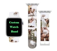 Personalized White Silicone Band for Apple Watch, Custom Photos Bands for iWatch, Customized Picture Soft Silicone Sport Loop Replacement Wrist Strap, Multiple Sizes and Styles for Women Men