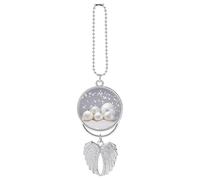 Personalized White Xmas Balls Car Rearview Mirror Ornament Double Side Custom Photo Picture Car Hanging Pendant Accessories Alloy Angel Wings Vehicle Decoration Silver