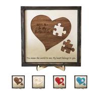 Personalized Will You be My Girlfriend Wood Sign Custom Name Heart Missing Piece Puzzle Plaque Romantic Proposal Card Ideas for Her Lover Wife Girlfriend Valentine Birthday,03