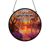 Personalized Willow Tree Wedding Anniversary Stained Glass Suncatcher,Custom Window Hanging Ornament,Home Decor,Marriage Keepsake Wedding For Her Him Couple