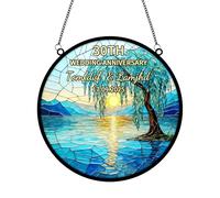 Personalized Willow Tree Wedding Anniversary Stained Glass Suncatcher,Custom Window Hanging Ornament,Home Decor,Marriage Keepsake Wedding For Her Him Couple