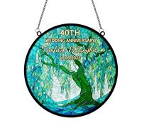 Personalized Willow Tree Wedding Anniversary Stained Glass Suncatcher,Custom Window Hanging Ornament,Home Decor,Marriage Keepsake Wedding For Her Him Couple