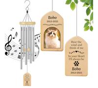 Personalized Wind Chime Memorial Gifts Wind Chimes, Memorial Garden Decor, Memorial Wind Chimes to Remember a Loved One(Natural Wood Color-silver Tube)