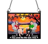 Personalized Window Hanging Suncatcher, Custom Name Couples Sun Catchers You and Me We Got This, Christmas Birthday Wedding for Couple Husband Wife Her Him (Rectangle)