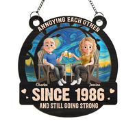Personalized Window Hanging Suncatcher Ornament, Annoying Each Other Since and Still Going Strong, Personalized Anniversary Wedding Birthday Gifts for Husband and Wife, Him and Her