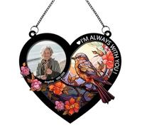 Personalized Window Hanging Suncatcher Ornament, Custom Photo I'm Always with You Memorial, Sympathy Gifts for Loss of Loved One, Bereavement Gift, Loss of Mother Father (Heart)