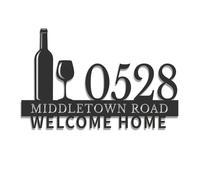 Personalized Wine Address Sign, Custom Vineyard House Number Plaque, Outdoor Patio Decor, Bedroom, Living Room, Office Decor，Rustic Yard Art, Wine Cellar Display (Type-1)