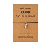Personalized Wish Small Dinosaur Charm Jewelry Alloy Woven Card Bracelet Ggb100-8a (Black, One Size)
