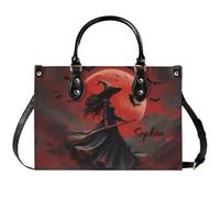 Personalized Witch Leather Handbag for Women - Custom Name Gothic Purse Witchy Aesthetic for Halloween Witch(Witch3), Witch1, One Size