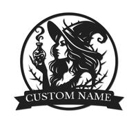 Personalized Witch Metal Sign, Custom Name Gothic Wall Art, Magic Themed Decor, Witch Lover Gift, Dark Fantasy Plaque, Halloween Home Accent, Mystical Room Decor (Style-8)